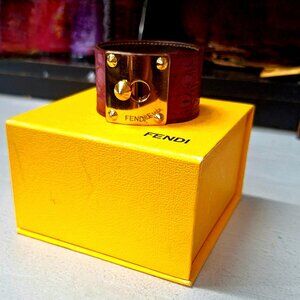 FENDI Leather Bracelet, red cuff